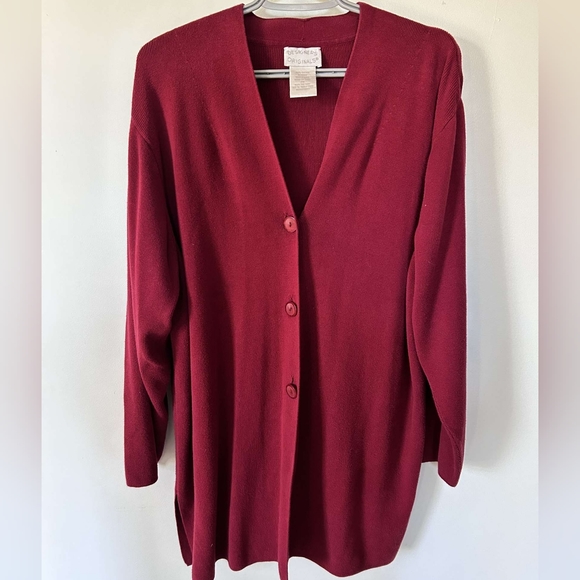 Designer Original, 100% cotton, Maroon Cardigan, size 2x - Picture 1 of 2